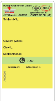 Schlachtkörperetikett Schlachtkörperetikett